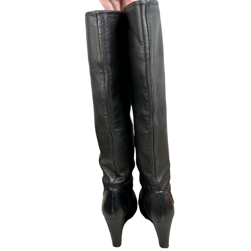 Stuart Weitzman Leather Knee Height Wedge Boots - Picture 3 of 7